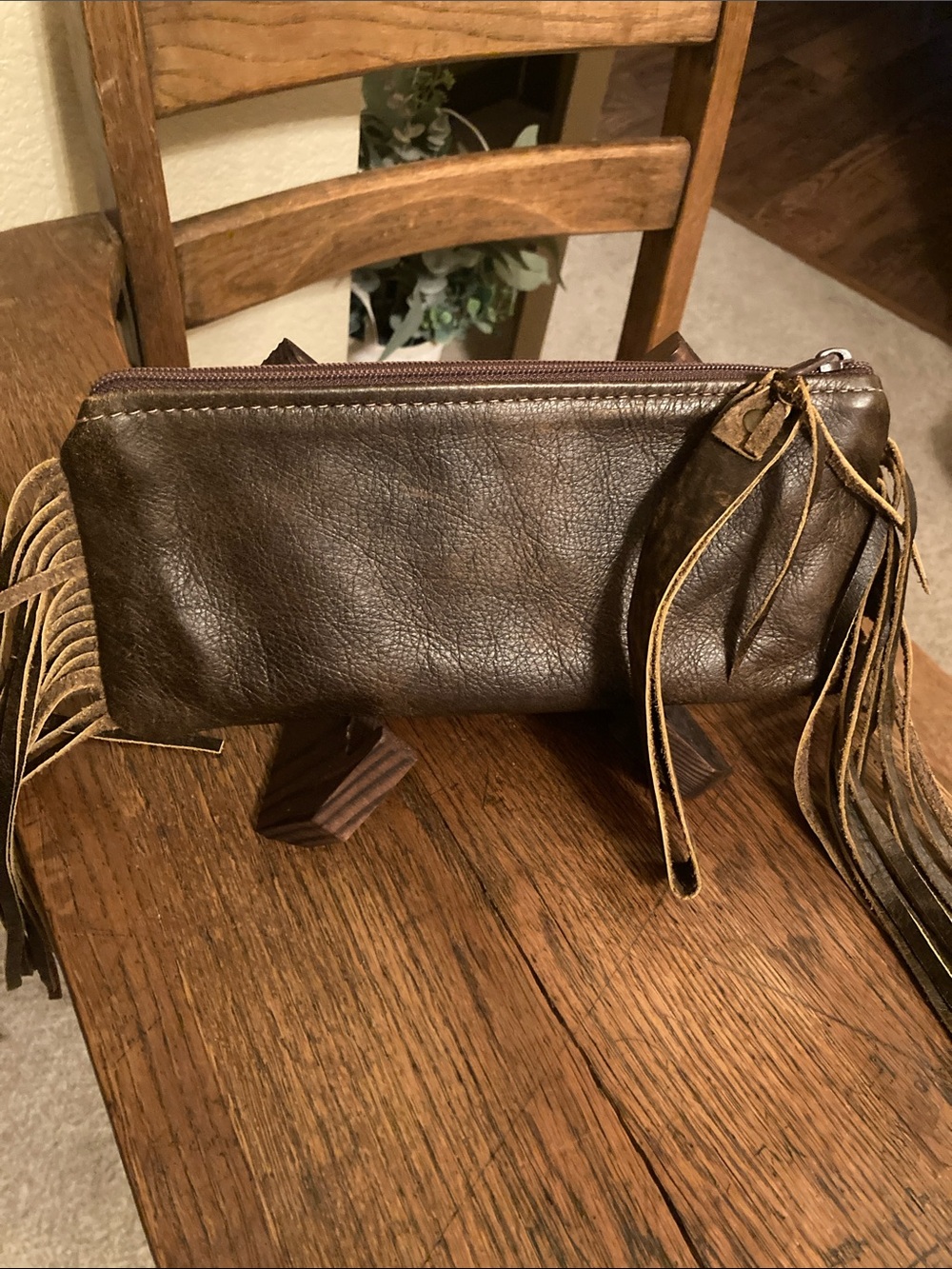 keep it gypsy Upcycled Louis Vuitton Wristlet with Fringe Like New! - Picture 5 of 8